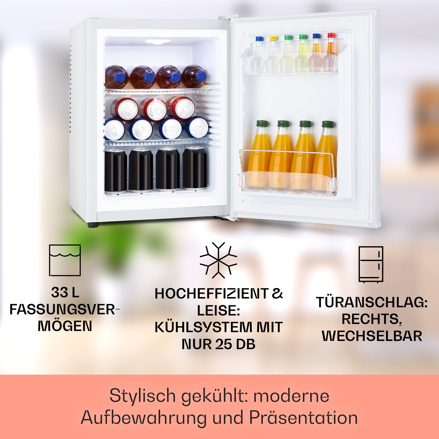 Happy Hour 33 Minibar 33L 5-15°C EEK G 25dB LED-Licht