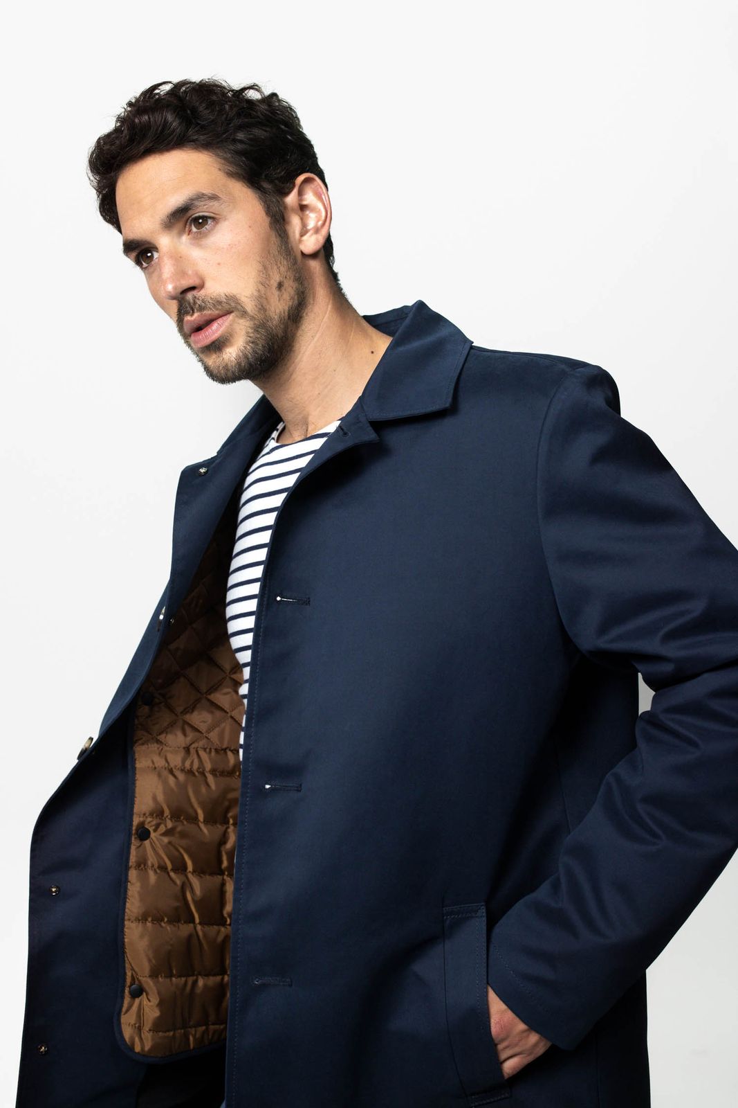 Donkerblauwe Mackintosh jas