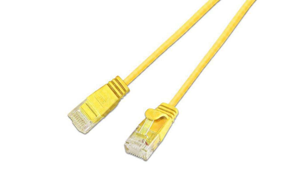 Slimpatchkabel RJ-45 - RJ-45, Cat 6, UTP, 7.5 m, GelbLightpatchkabel rund, ungeschirmtes Twisted-Pair-Kabel (U/UTP) mit Klinkenschutz