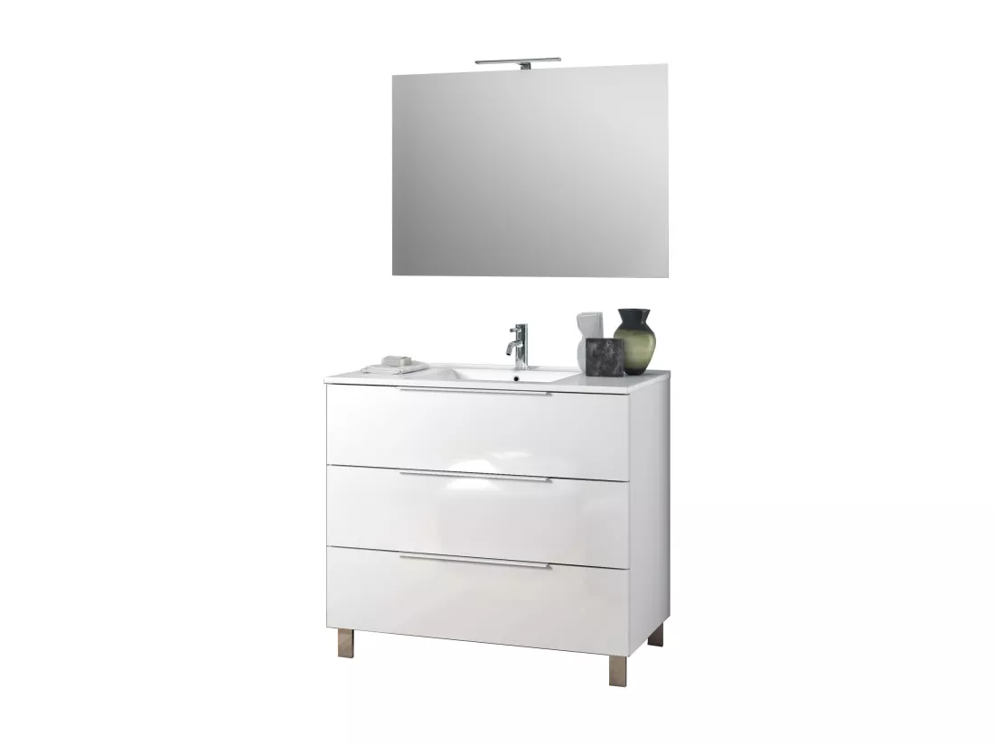 Ensemble de salle de bain 4 pièces LARISSA blanc brillant