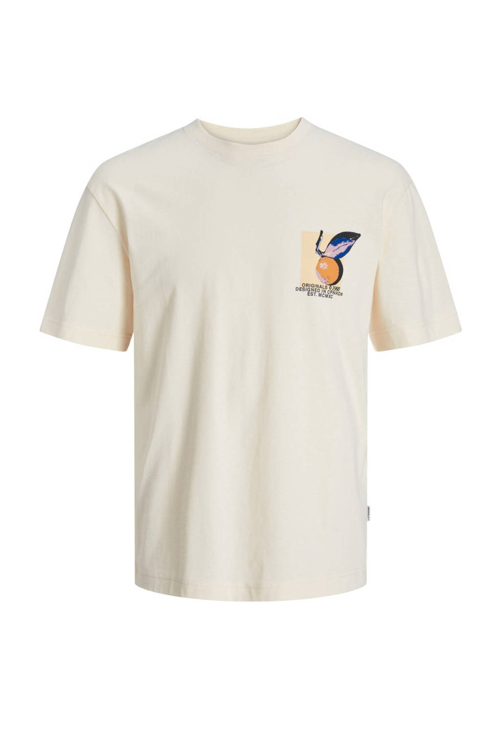 JACK & JONES T-shirt JORTAMPA met backprint ecru