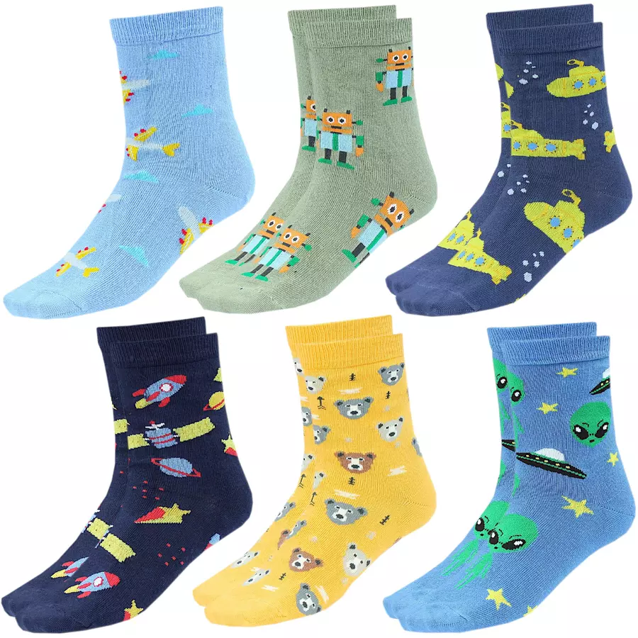 TupTam Kinder Socken Mädchen Jungen Bunt Gemustert 6er Pack grüngelb