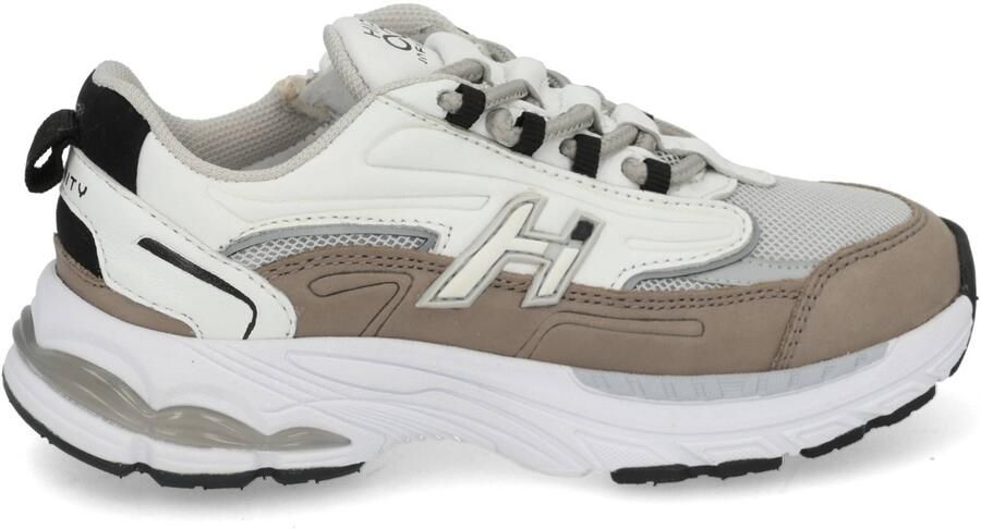 Hip leren sneakers wit beige grijs
