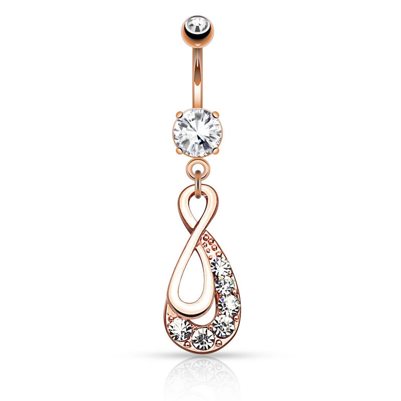 (10mm) 316L Chirurgenstahl Bauchnabelpiercing mit Gewindeverschluss Infinity Anhänger - Roségold