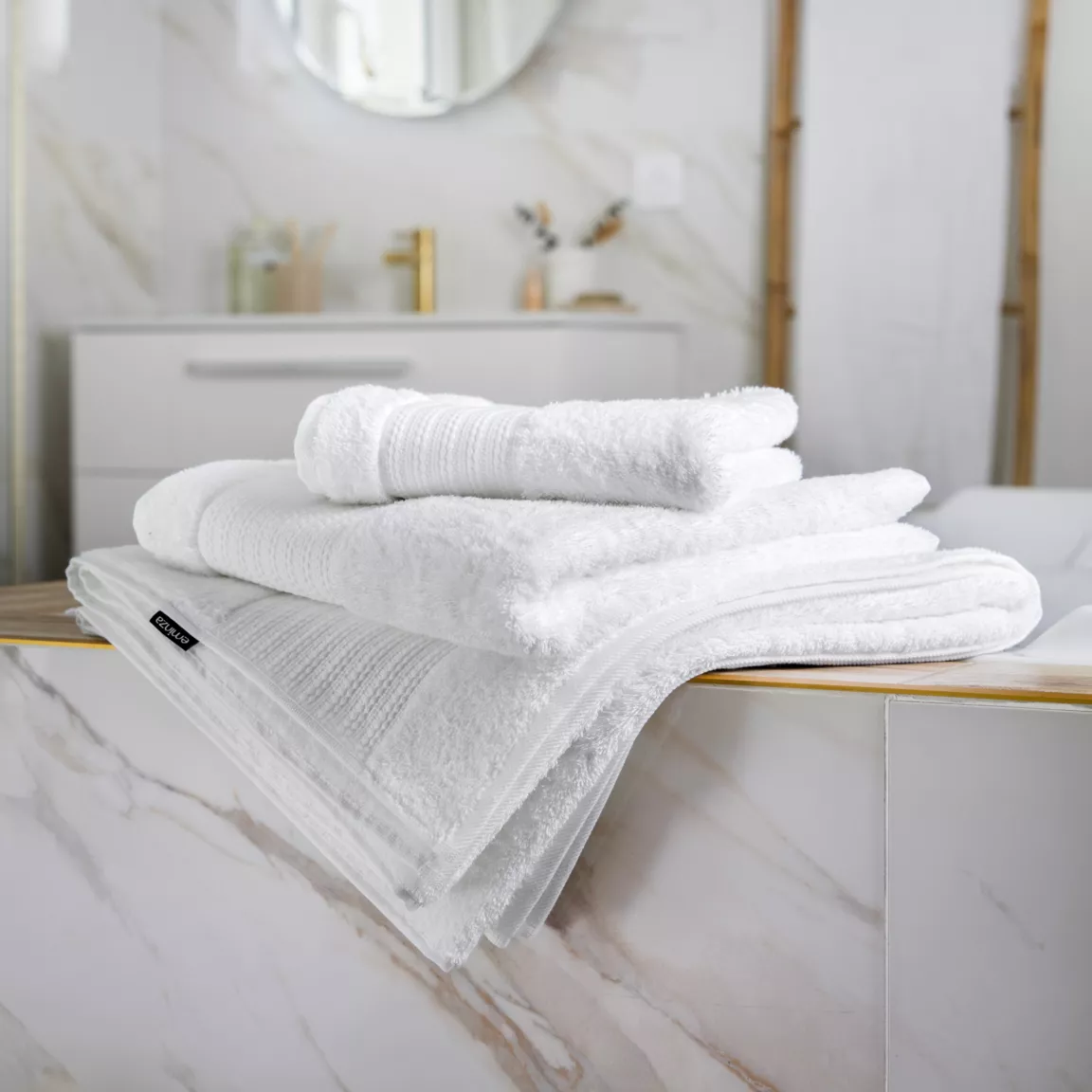 Serviette de bain coton bio (90 x 150 cm) Méline Blanc chantilly