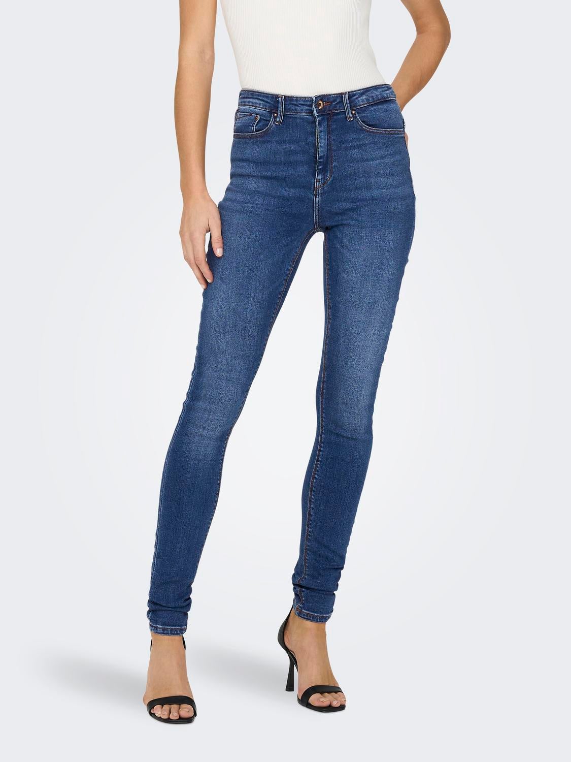 ONLPAOLA Hohe Taille Skinny Fit Jeans Medium Blue Denim