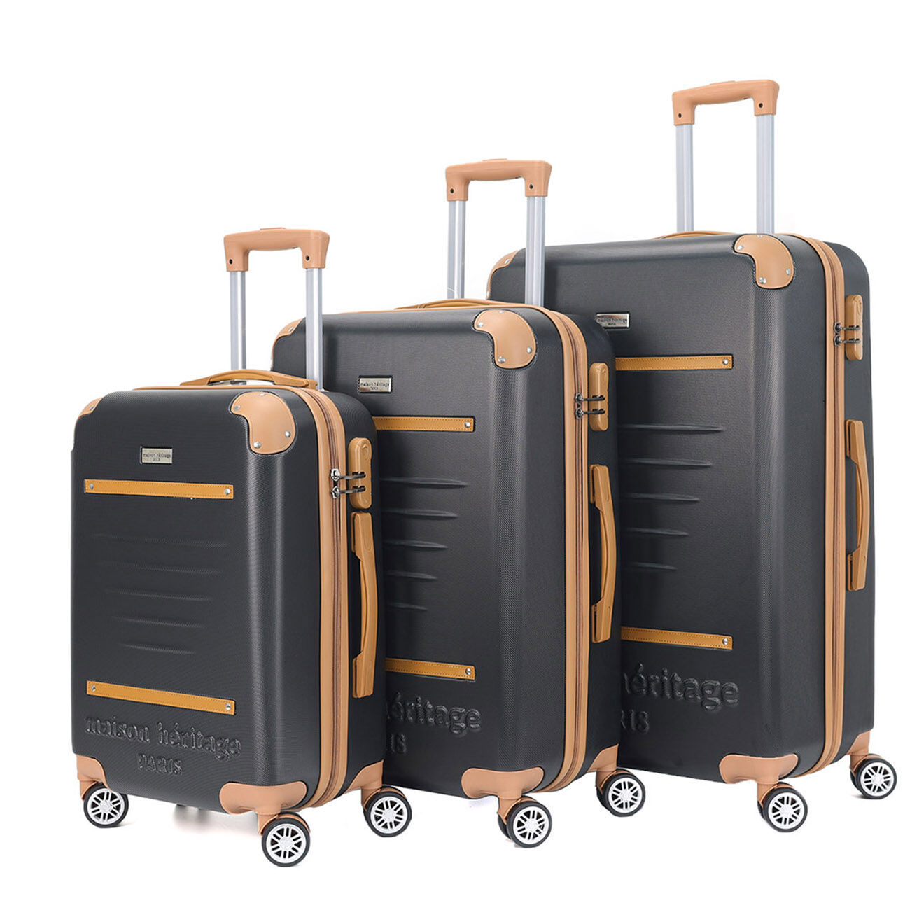 Maison Héritage 3 Valises 4 roues doubles Trocadéro 55/65/75 cm noires