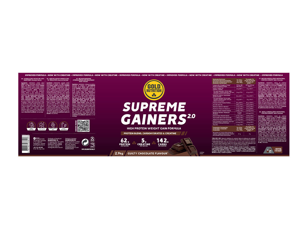 SUPLEMENTO GOLD NUTRITION SUPREME GAINERS 2.0 CHOC 29 KG