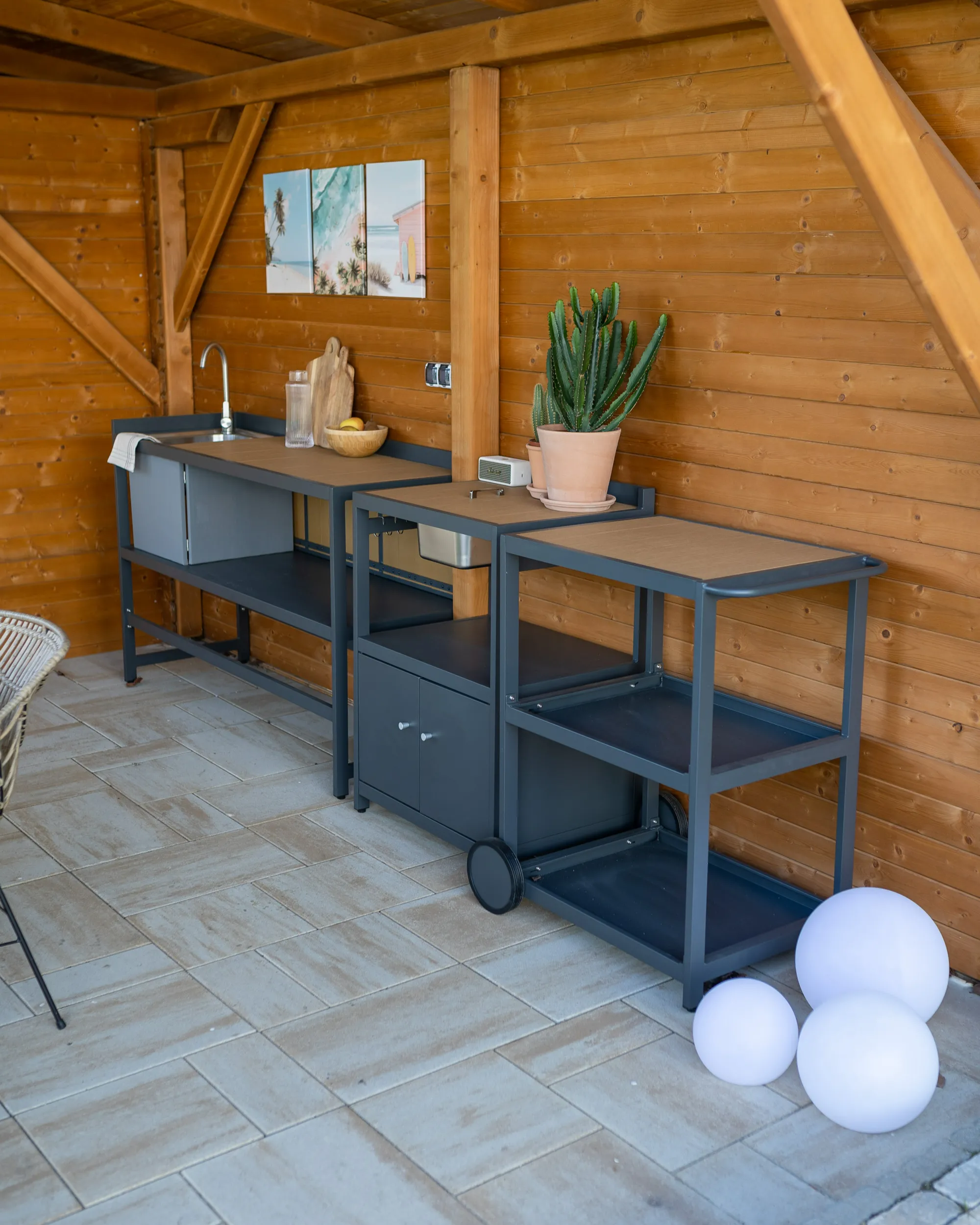 Set van 3 solar LED-bollampen voor buiten LOBAINA met afstandsbediening Wit