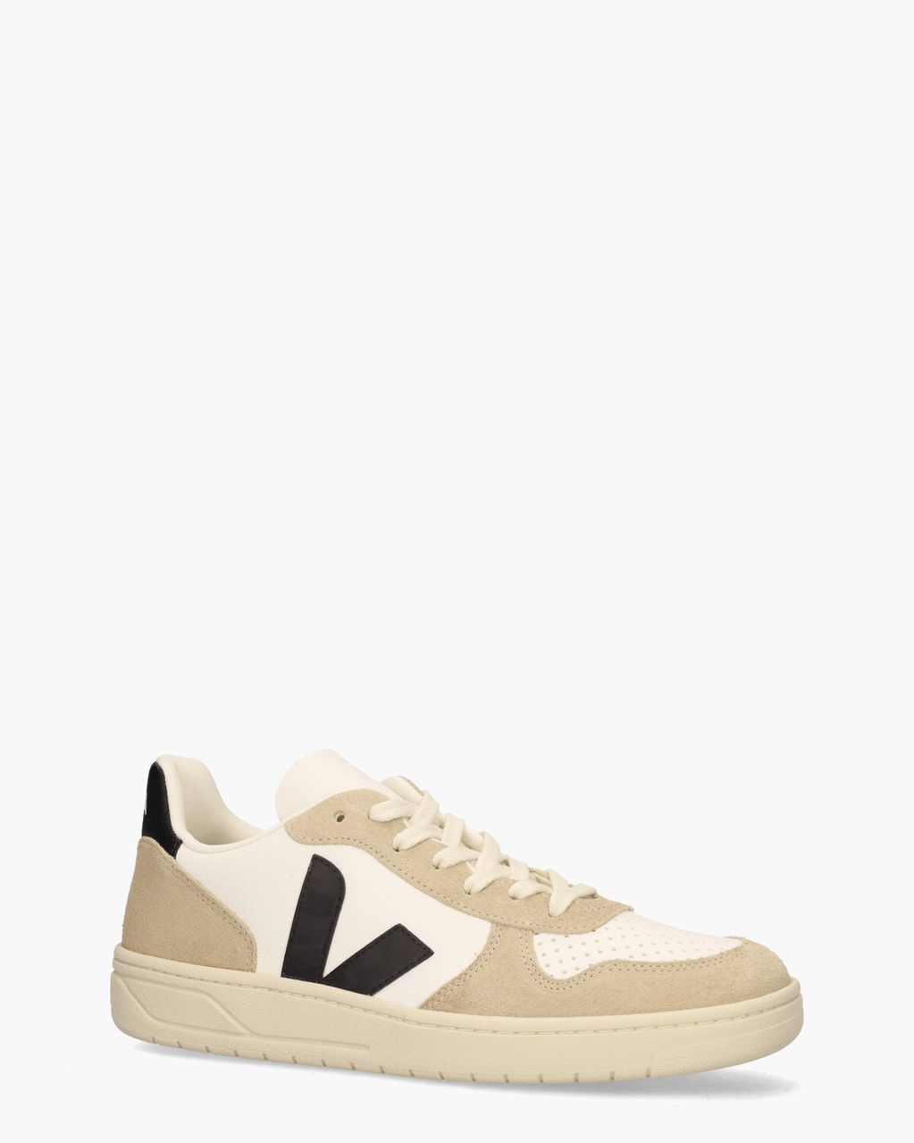 Veja V-10 Chromefree Leather Wit/Zwart/Bruin Herensneakers