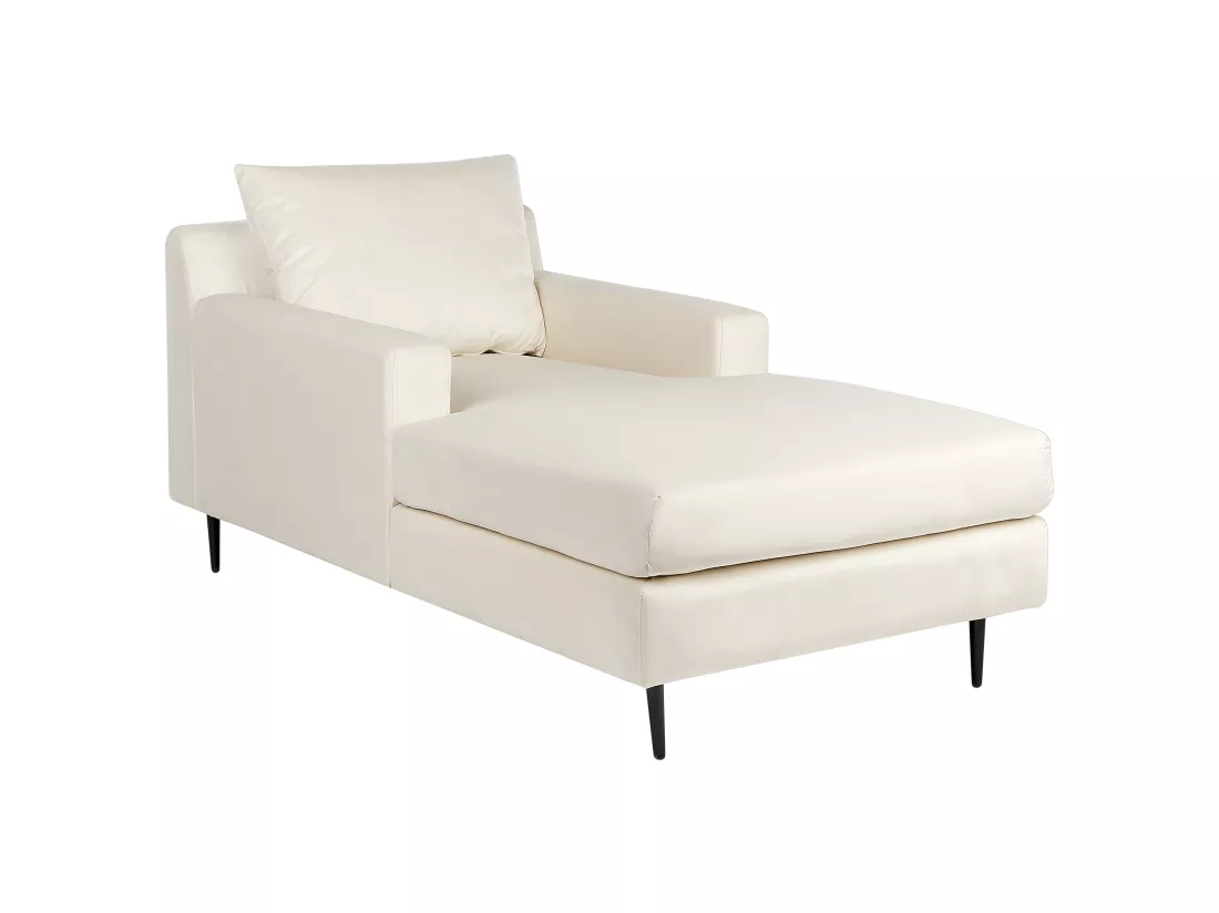 Chaise longue en velours beige GUERET
