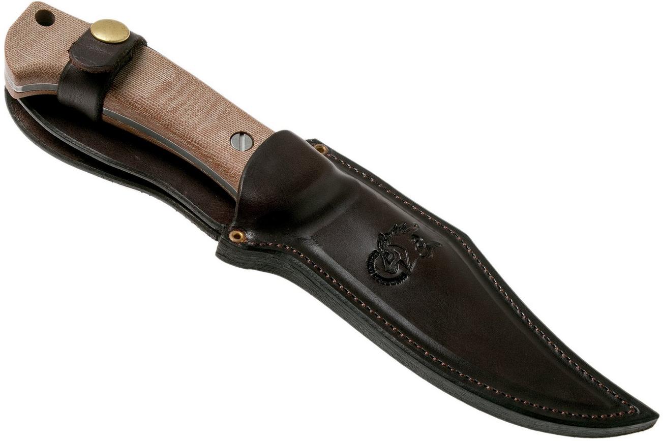 Rick Hinderer Ranch Bowie Natural Canvas Micarta, Battle Black, bowie mes