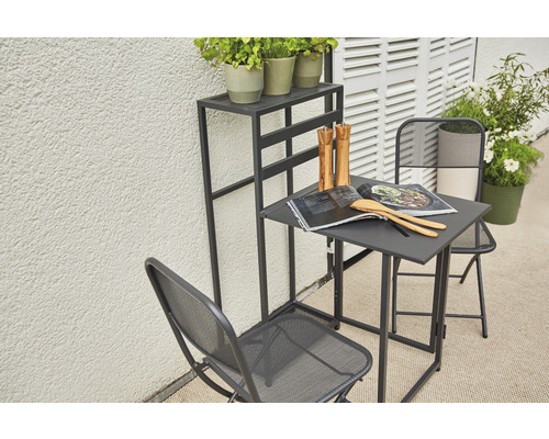 Siena Garden 2-zits balkonset bestaande uit: tafel, 2 stoelen, antraciet aluminium, opvouwbaar
