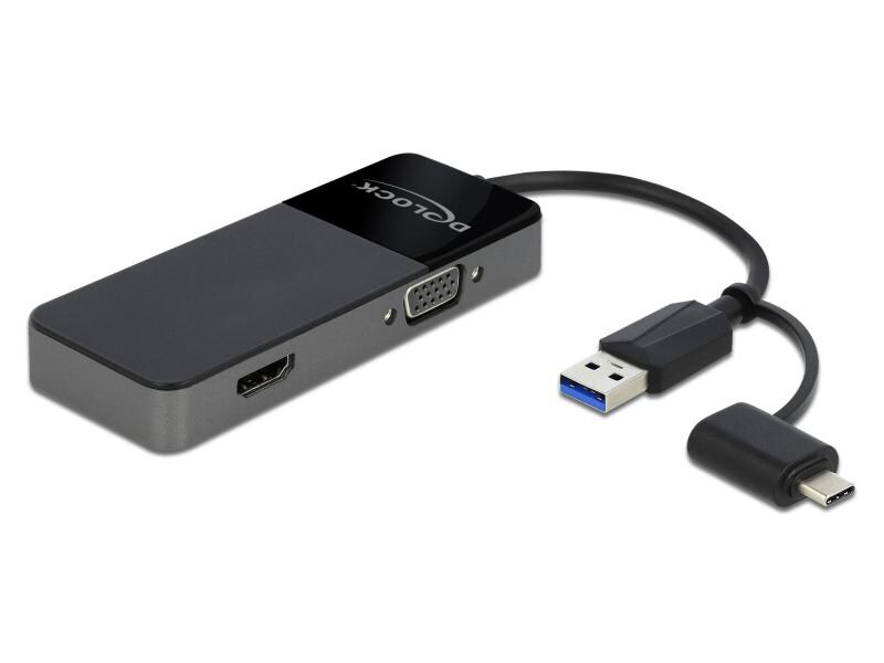 Delock Adapter USB 3.0; USB Type-C – HDMI; VGA 4K 30Hz Delock Adapter USB 3.0 zu 4K HDMI   VGA