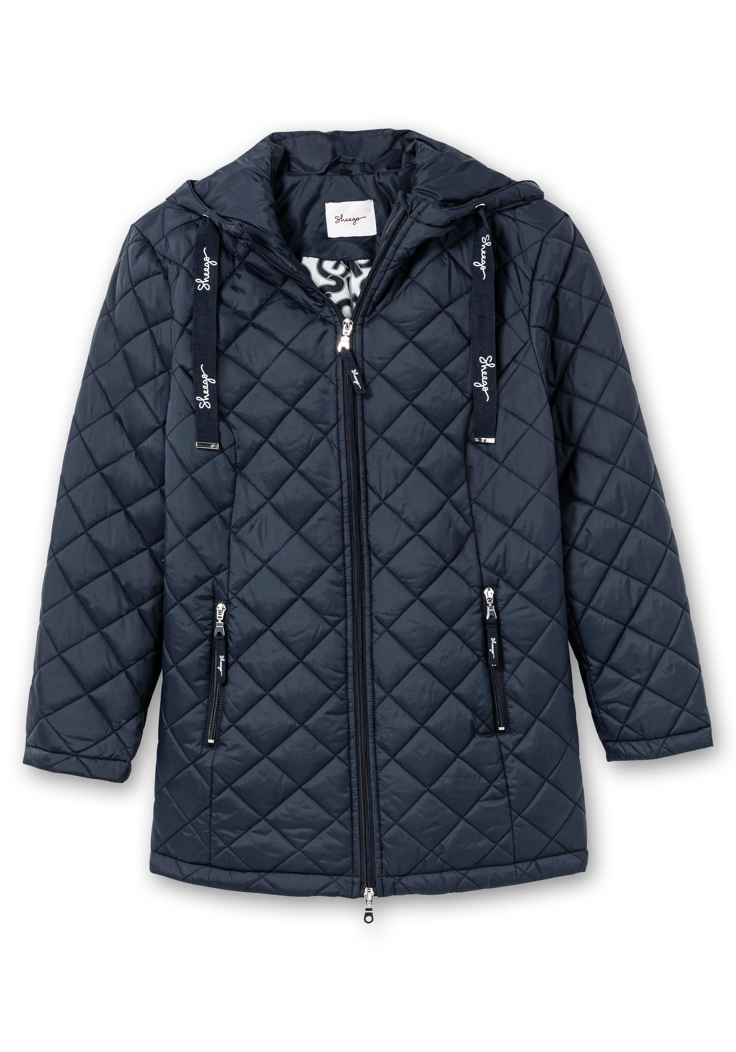 Steppjacke mit Kapuze und bedrucktem Futter