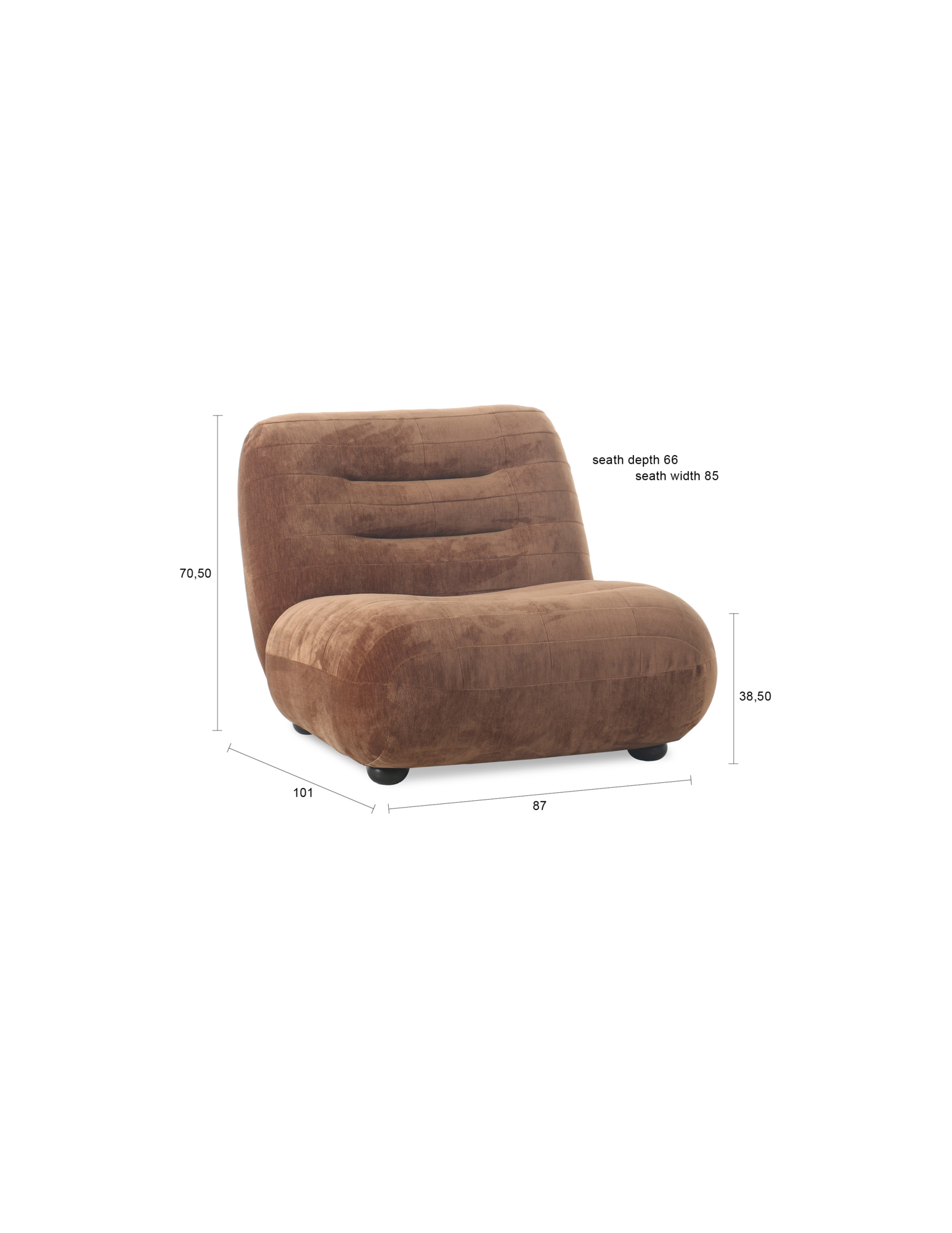 Lounge Chair Wyatt Velours Cognac