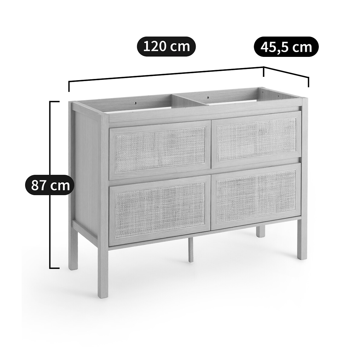 LA REDOUTE INTERIEURS<br>Móvel de lavatório com 4 gavetas em madeira de rattan L120cm, Lumpa