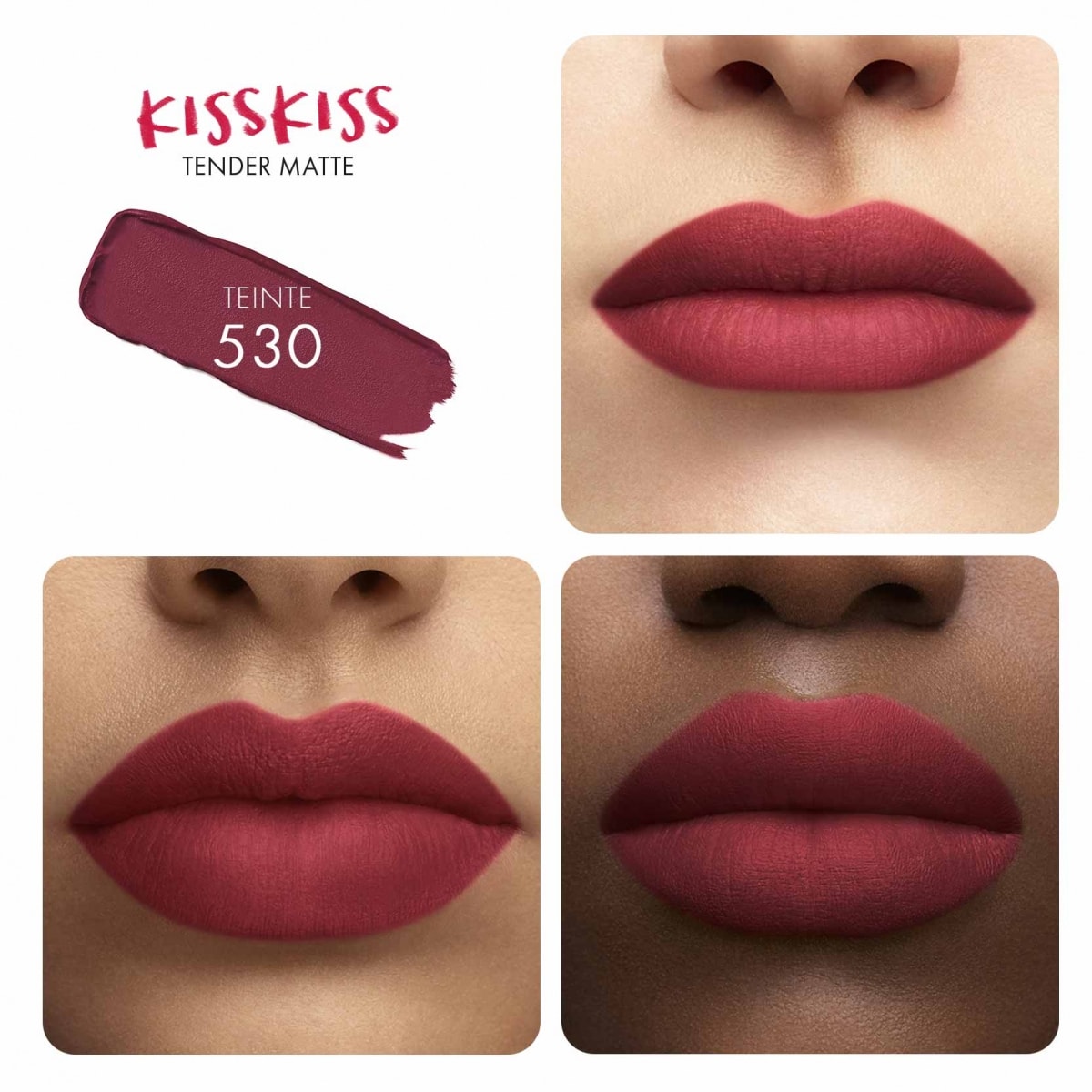 GUERLAIN KissKiss Tender Matte Rouge à Lèvres Mat Lumineux Fin et Fondant Confort 16H