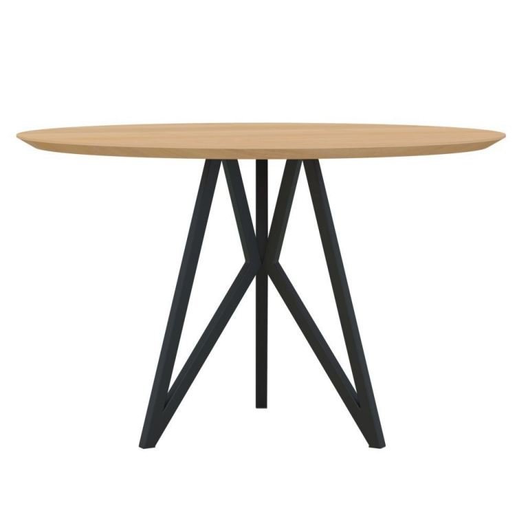 Studio HENK Butterfly Tripod tafel Ø100, zwart frame, hardwax light 3041, verjongd afgerond