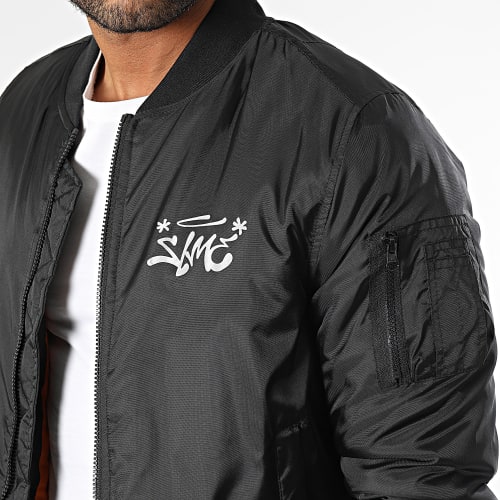 Veste Bomber Nounours Graffiti Head Noir Reflex Orange