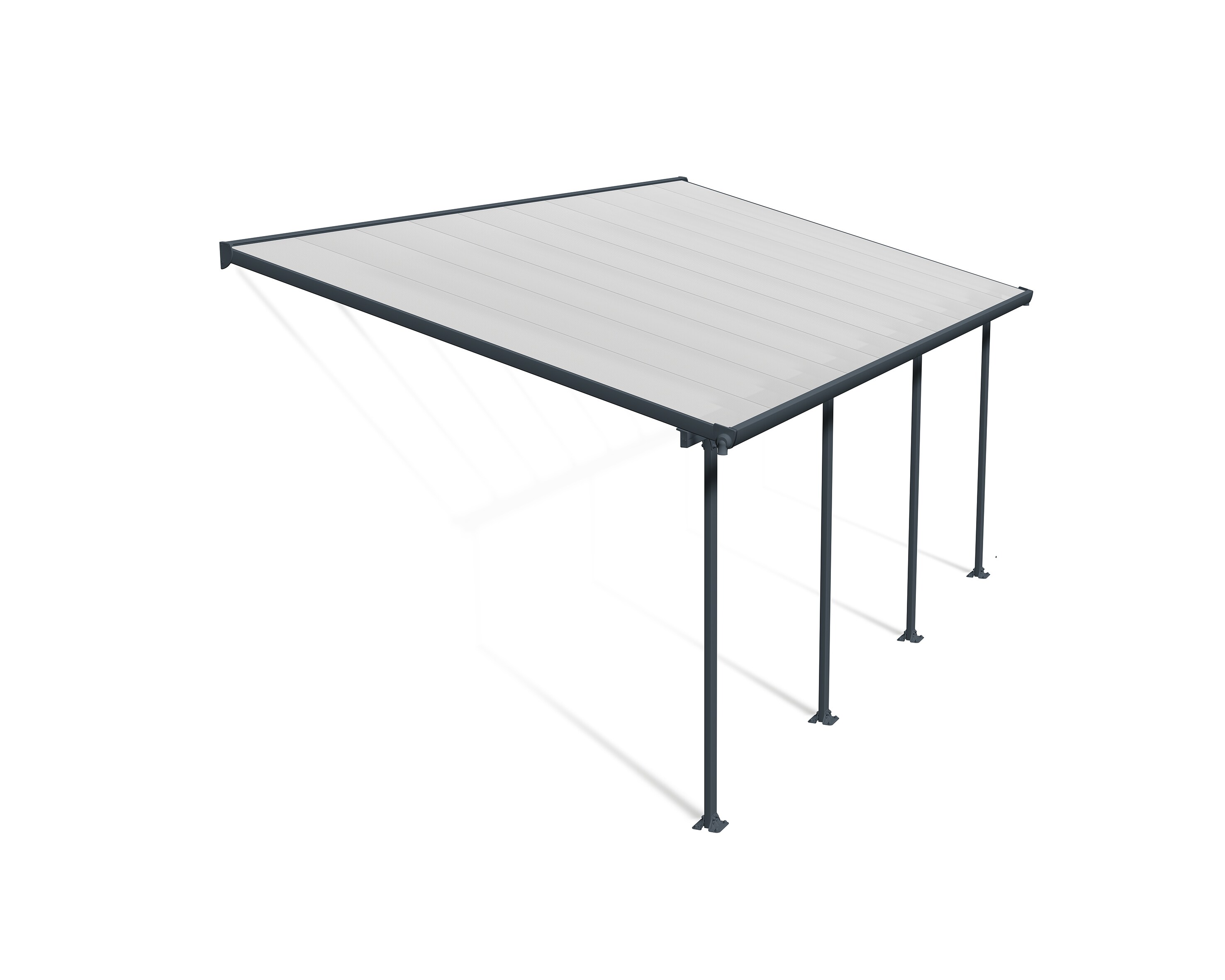 Palram Canopia Feria Terrassenüberdachung anthrazit doppelverglast 610x295x260-305 in cm (LxBxH)