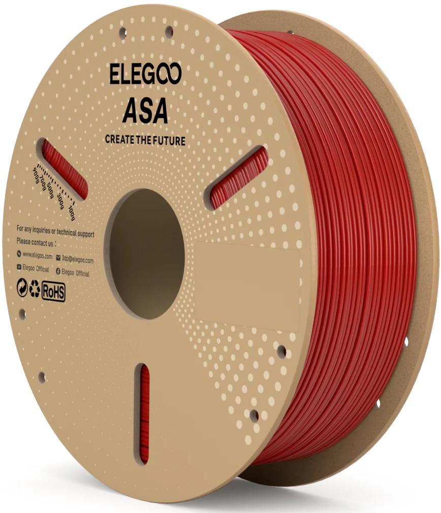 Elegoo  ASA Red, 1,75 mm / 1000 g    ASA Filament mit ausgezeichneter Festigkeit, Härte & Schlagzähigkeit in Red