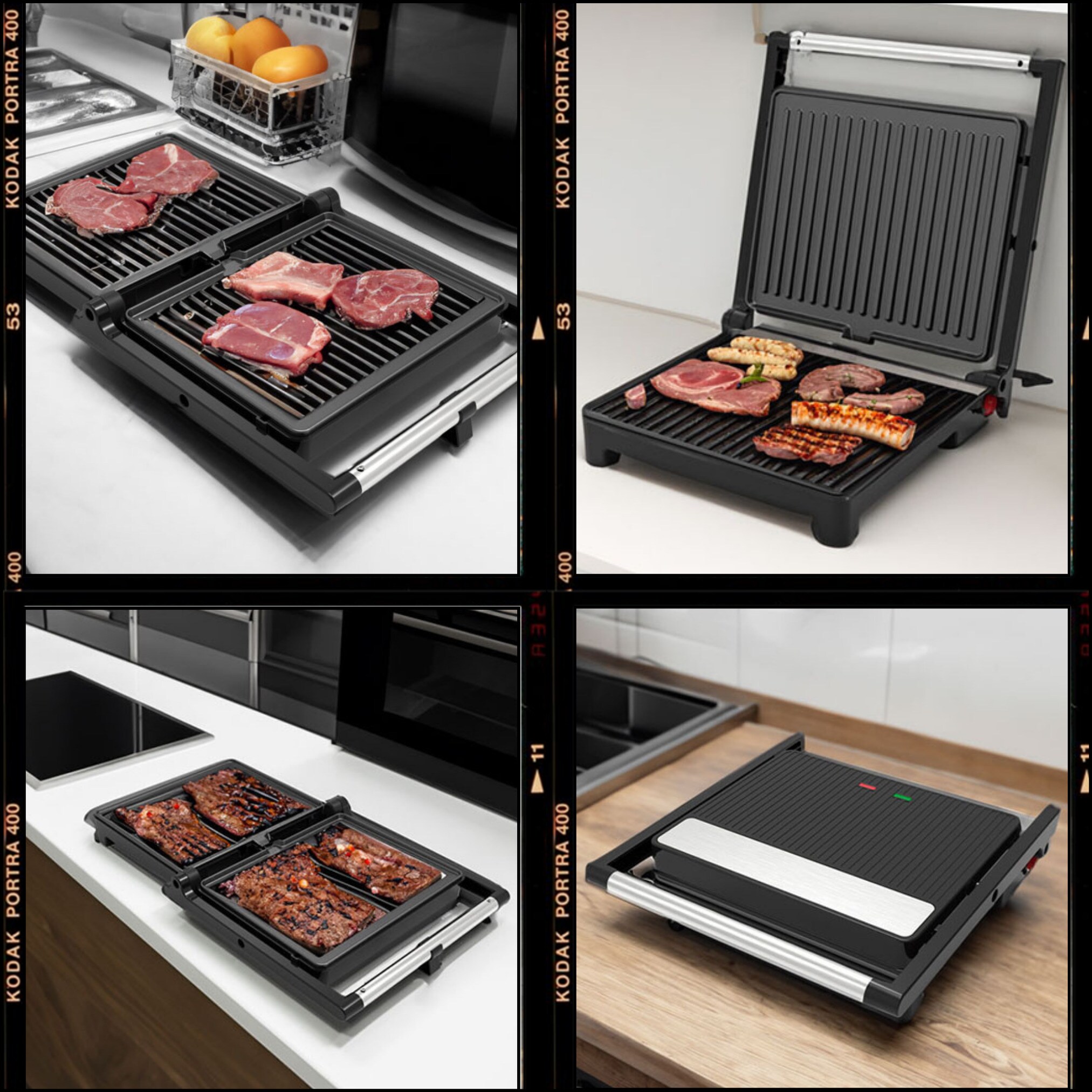 Best Direct® Kontaktgrill - Tischgrill, antihaftbeschichtet, klappbar Chef O Matic Multigrill