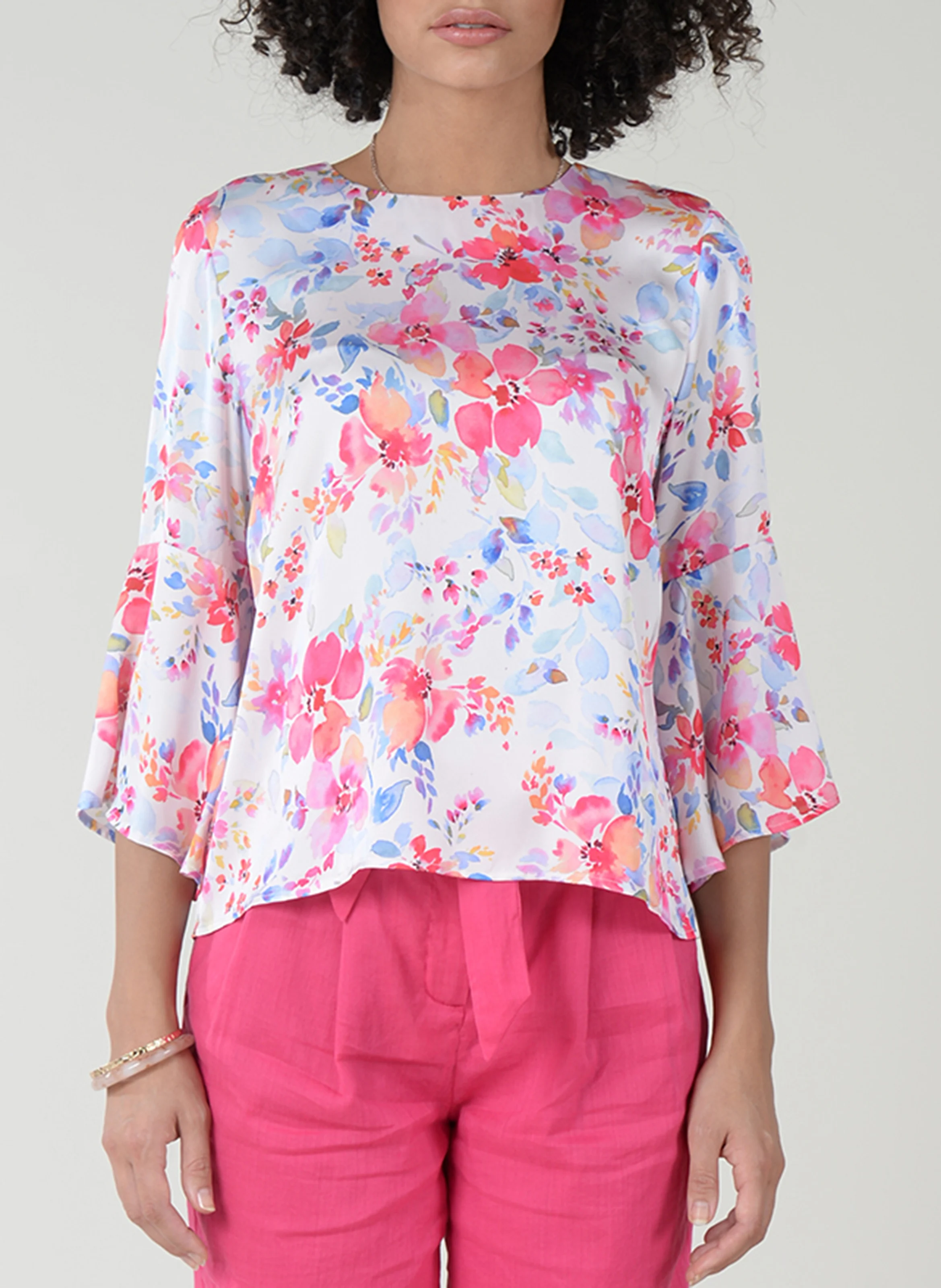 Top col rond imprimé | Multicolore