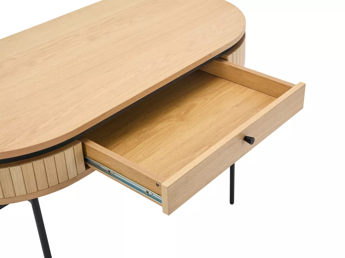 Bureau avec 1 tiroir - Placage chêne - Coloris : Naturel et noir - CARDIONA
