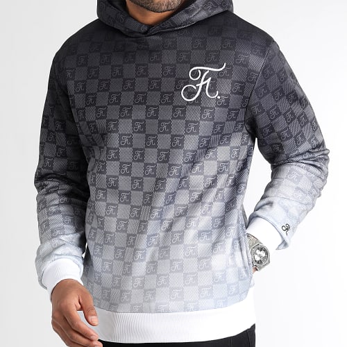 Sweat Capuche Dégradé Avec Broderie 1080 Damier Noir