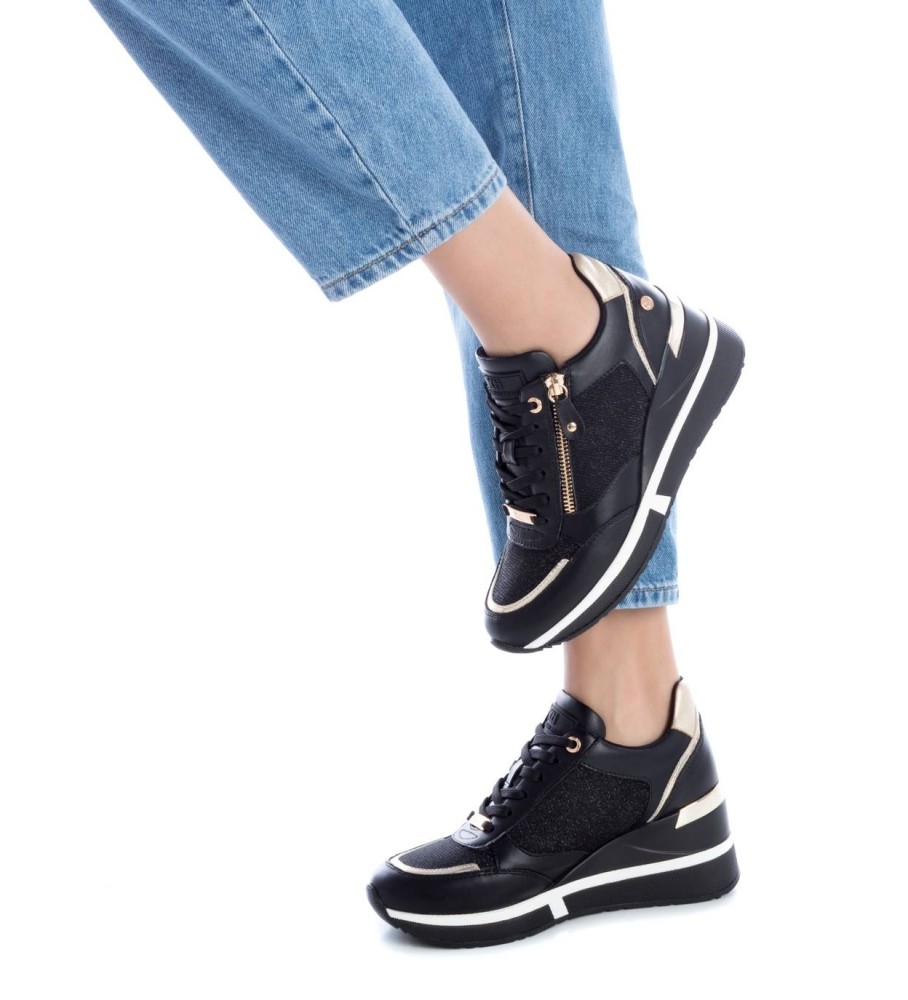Tênis Xti 141710 Preto - Salto Anabela de 6cm -