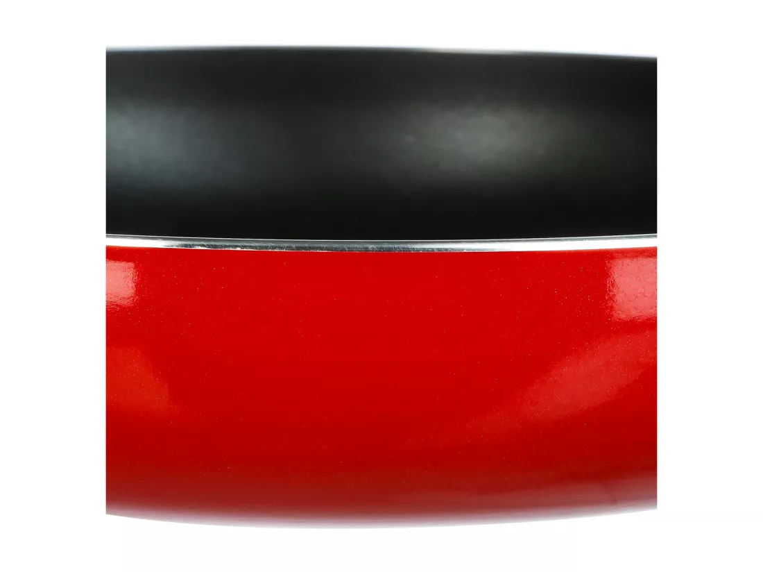 Poêle en aluminium - D. 30 cm - À induction - Rouge