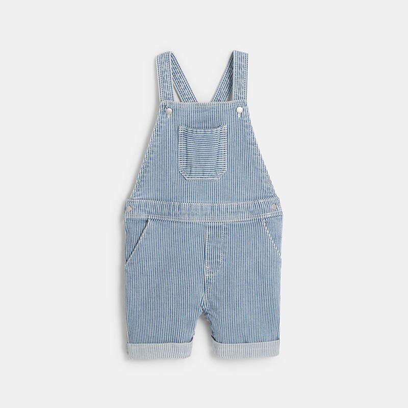 Salopette rayée et t-shirt bleu et blanc bébé garçon Bleu