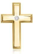 14 karaat geelgouden hanger kruis Diamant 0.02 ct.