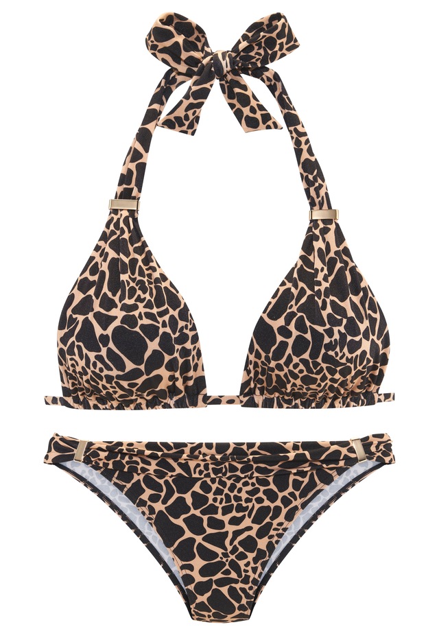 LASCANA Triangel-Bikini »Zaba«, Goldfarbene Zieraccessoires an Top und Hose
