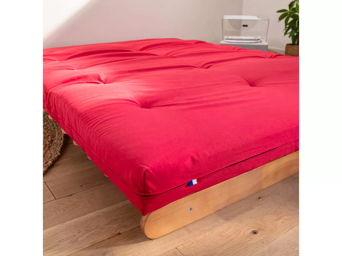 Matelas futon rouge en coton 180x200