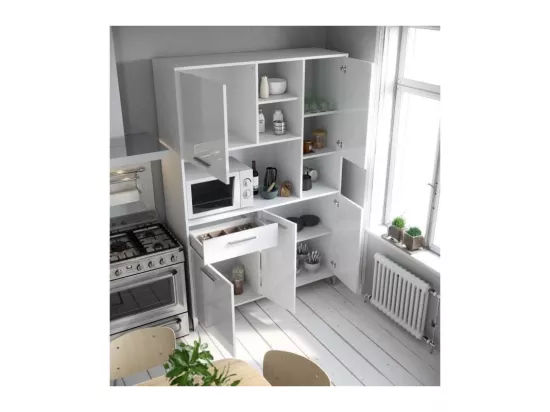ECO Buffet de cuisine L 120 cm - Blanc brillant