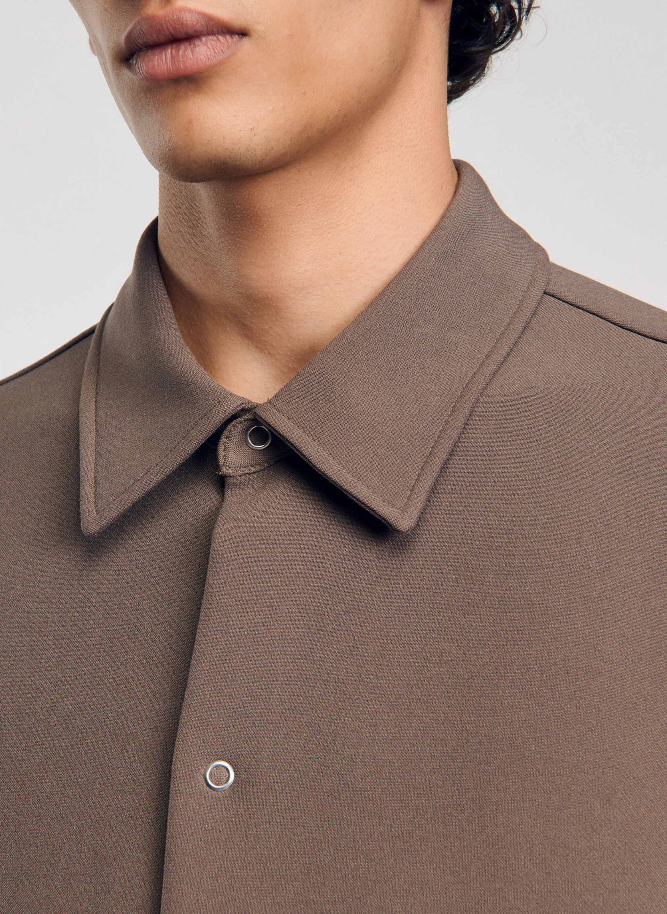 Chemise droite à col classique| Marron