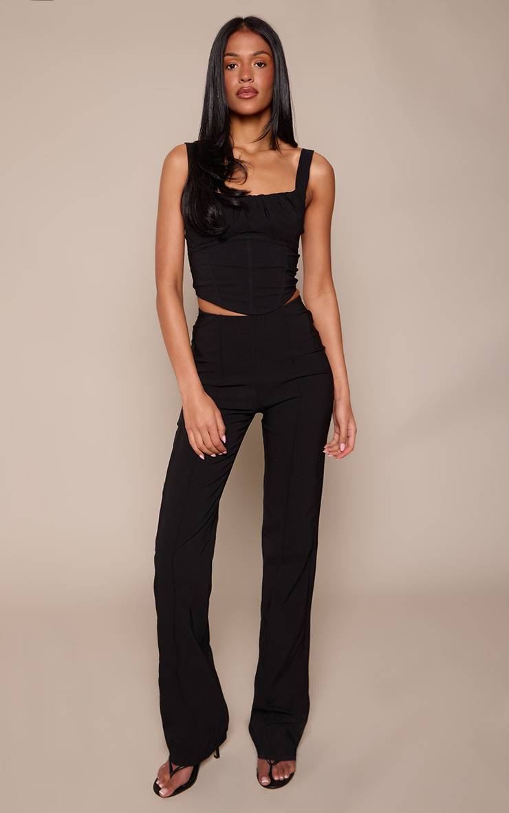 Noir Top Corset Tissé Stretch Pour Grandes Tailles