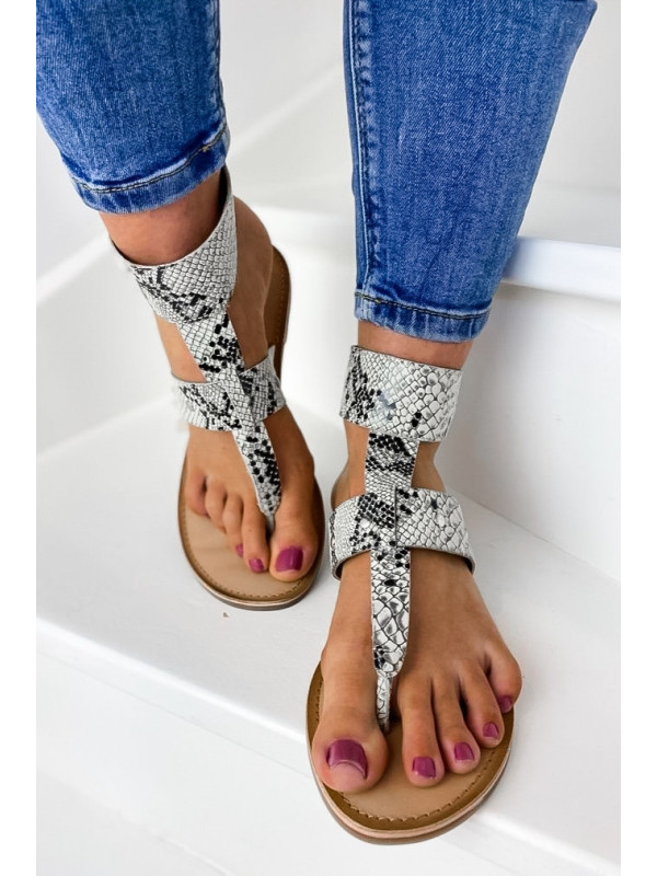 Tong Cuir Bettyna Gris Snake - Les Petites Bombes