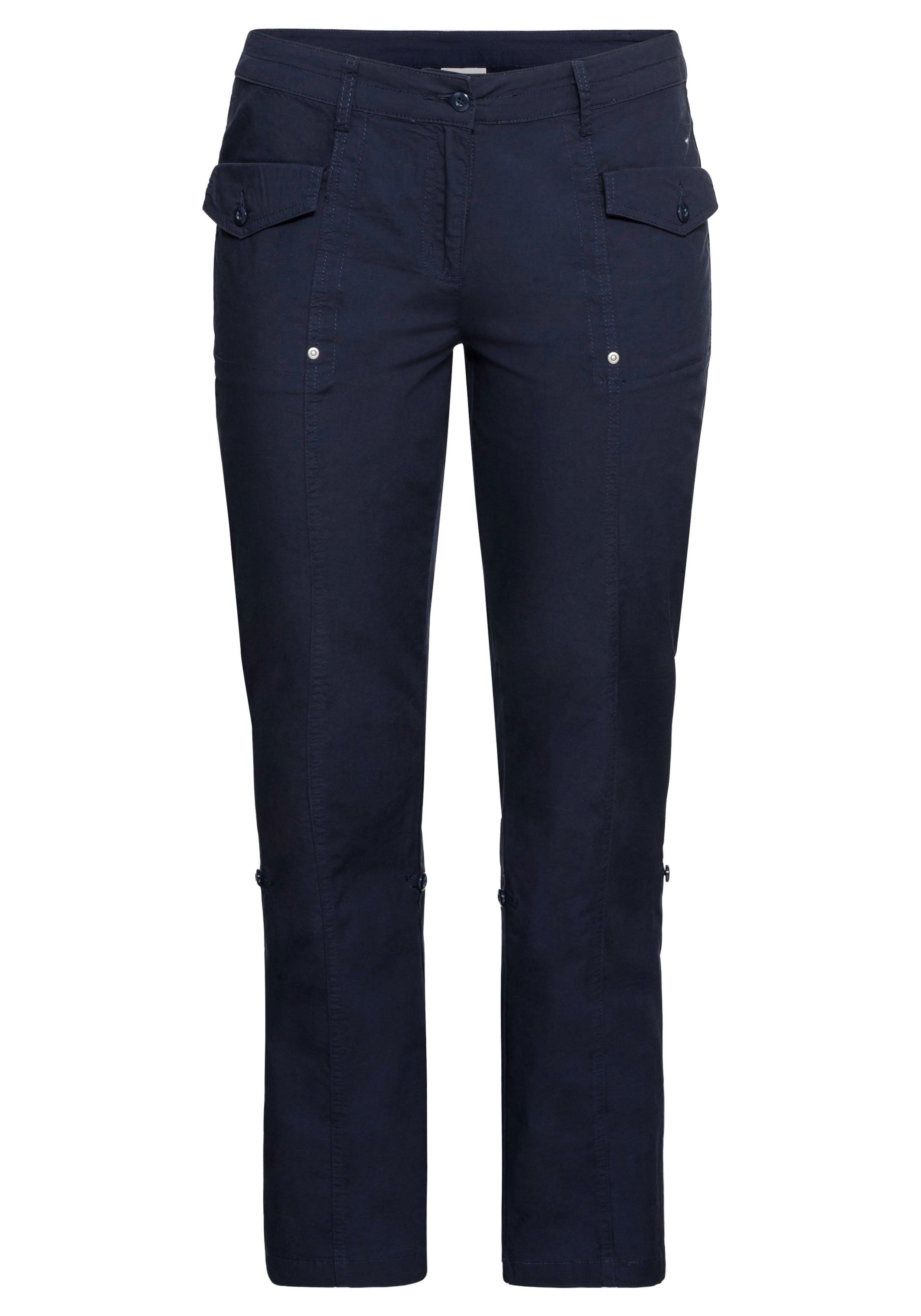Gerade Hose mit Teilungsnähten und Krempelfunktion