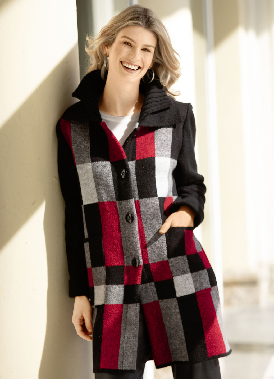 Strickmantel in Jacquard-Dessin