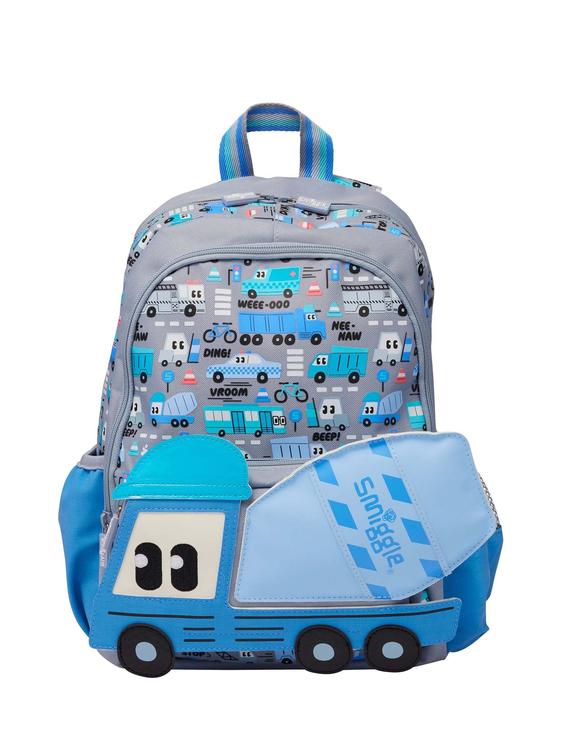 Grijs - Smiggle Ready Set Go Junior rugzak met figuurtjes