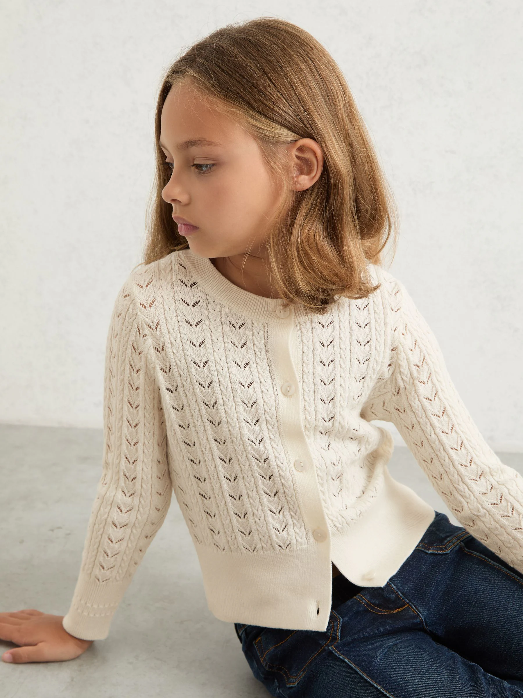 Reiss Flo Wollen-Katoenen Ajourgebreid Vest