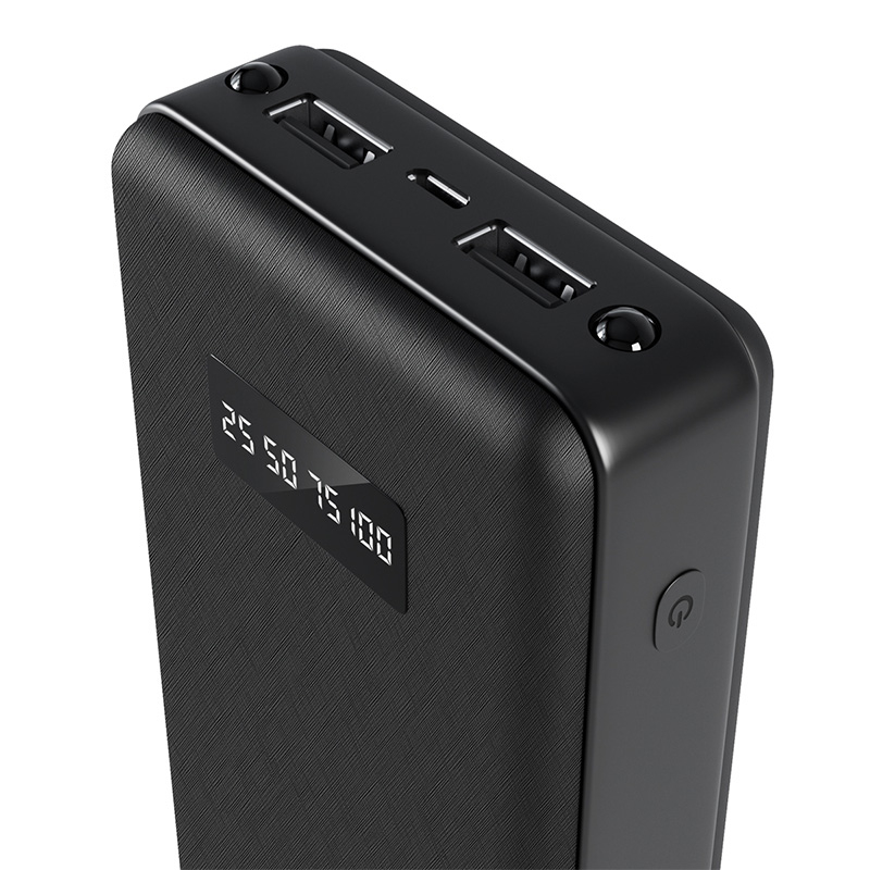 (10W) 15000mAh Dual USB A / USB C Powerbank Ladegerät inkl. Micro USB Ladekabel mit LED Anzeige - Schwarz