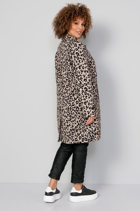 Kurzmantel, Animalprint, Hemdkragen
