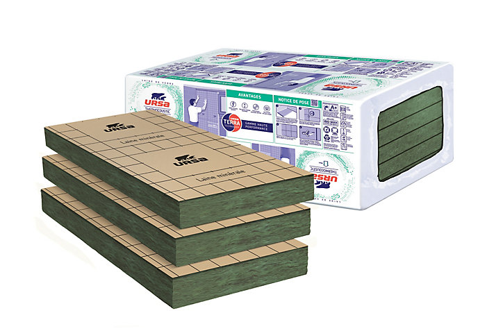 Panneau de laine de verre Murs URSA Thermocoustic 1,35 x 0,6m Ép. 4,5 cm R. 1,20 m².k/w