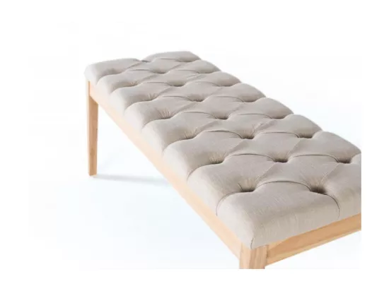 Banc Bois Tissu Marron 122x45x47cm - Décoration d'Autrefois