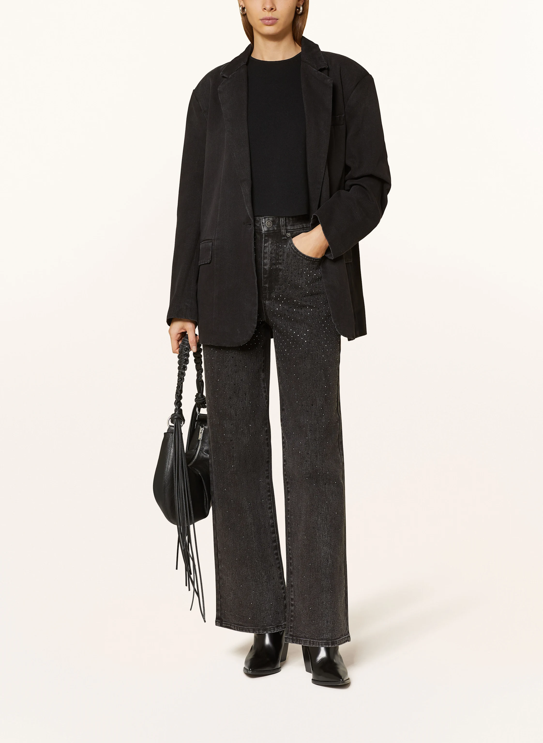 ONLY Straight Jeans mit Schmucksteinen