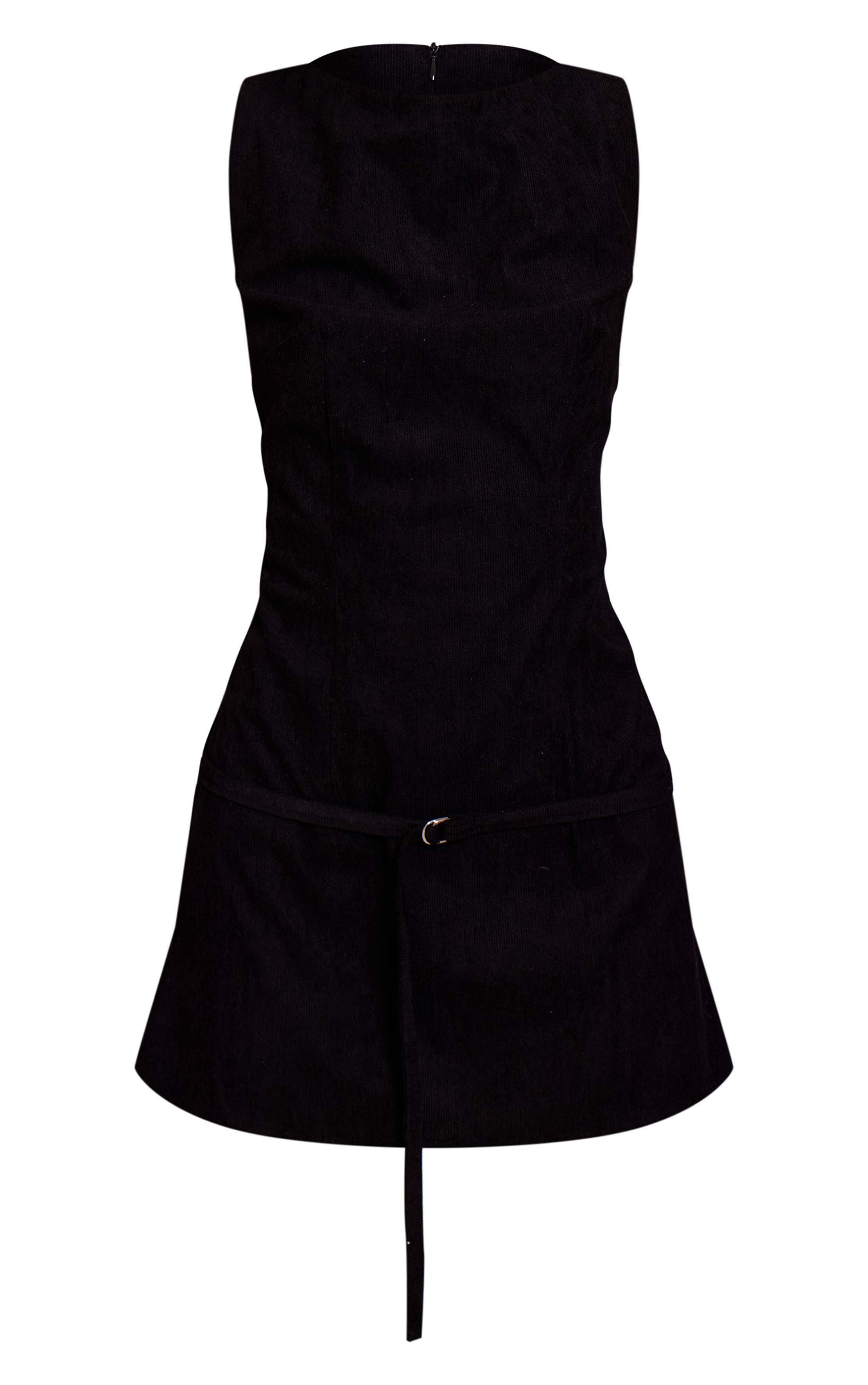 Noir Robe Moulante À Détail Ceinture Cordon